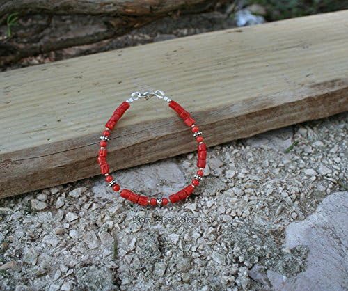 Mediterranean Red Coral Bracelet, Natural Undyed Coral, Sterling Silver Bracelet, Everyday Jewelry