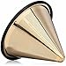 TITANIUM COATED GOLD Pour Over Coffee Filter - Reusable Stainless Steel Drip Cone for Chemex, Hario V60, Carafes and Other Coffee Makers