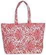 Cotton Canvas Red and White Tote Bag with Cloth Handles 21.5'L Top x 15"H