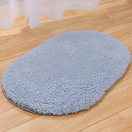 VDOMUSÂ®Oval Luxury Bath Mat Rug,Grey Home Garden Bathroom Accessories