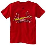 MLB Boys' St. Louis Cardinals Official Wordmark Short Sleeve Basic Tee by Majestic (Athletic Red, Large)