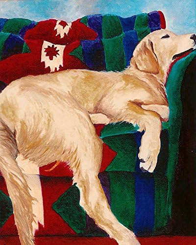 Golden Retriever Sleeping on Couch Signed Dog Art Print