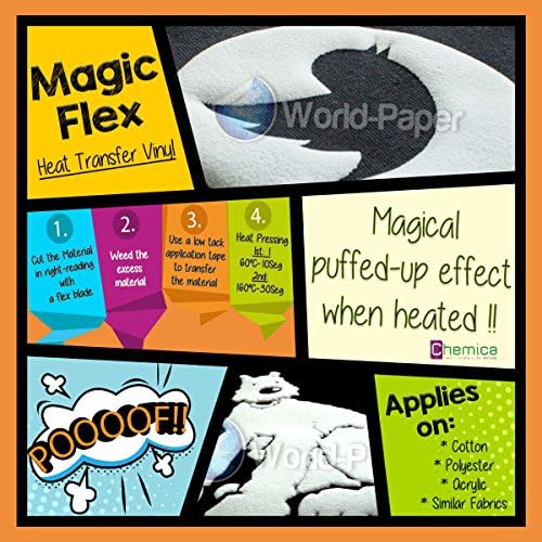 CHEMICA Magic Flex Heat Transfer Vinyl -3D Effect Puff- WHITE 20" x 1 Foot