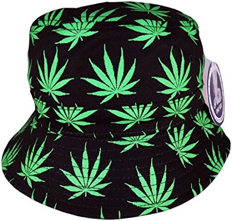 Weed Dope Marijuana Leaf Bandana Paisley Hunting Fishing Outdoor Sun Cap Summer Bucket Hat- New (Weed-Blk/Grn)