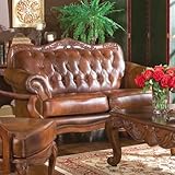 IMAGE OF Coaster Furniture Traditional Brown Tri-tone Leather Loveseat