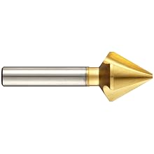 Magafor 4832 Series Cobalt Steel Single-End Countersink, TiN Coating, 3 Flutes, 60 Degrees, Round Shank