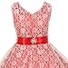 Little Girls Lace Overlay Satin Brooch Flowers Girls Dresses