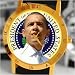 Obama Watches - Uni-Sex Barack Obama Stainless Steel & Gold IP Watch with White Dial and Genuine Black leather Band #A32