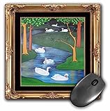 Taiche - Acrylic Painting - Swans - Seven Swans A Swimming- sacraments, 7 sacraments, catholicism, swan, christmas, swan art, swans - MousePad (mp_78742_1)