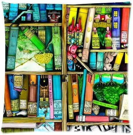 Lijia Graffiti Bookshelf Art Pillowcase 18x18 (Twin sides) Custom Zippered Throw Pillow Cover