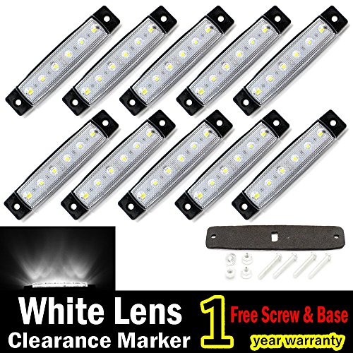 10 pcs TMH® 3.8″ 6 LED White Side Led Marker Truck Trailer Bost Bus Cab Marker Light RV