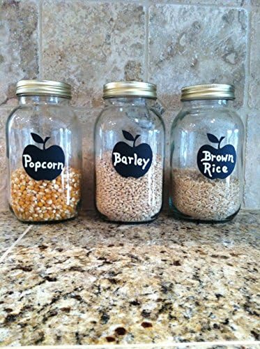 Apple Chalkboard Sticker Set of 24 - Blackboard Labels Perfect for Drink Markers, Pantry Organization, Gift Tags, Mason Jars, and More