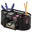 Rolodex : Mesh Pencil Cup Organizer, 4 Compartments, Steel, 9 1/3 x 4 1/2 x 3 9/10, Black -:- Sold as 1 EA