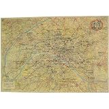 Paris Metro map Cavallini Wrap or Decoupage paper,vintage poster print , 20 x 28 inches