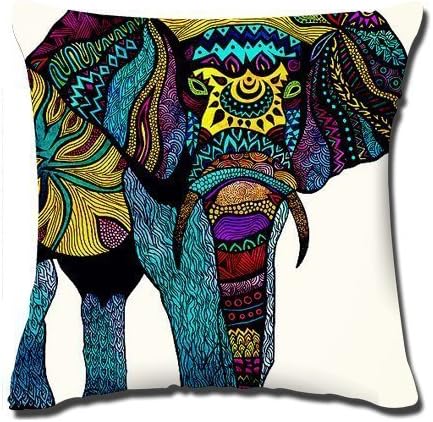 Thekelly shop Awesome Colorful Elephant background Pillow Cases Cushion Covers 18x18 inch , two side 50%cotton 50%polyester materials