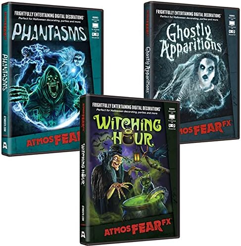 AtmosFearFX Ghostly Apparitions, Phantasms & Witching Hour DVD Combo Pack. Virtual Halloween Window Projection Decoration.