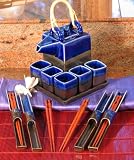 Gift Set - Large Tea Set & 4 Chopsticks in Ceramic Holders