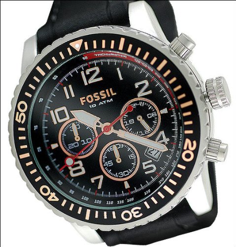 Fossil Men's CH2626 Black Polyurethane Strap Black Analog Dial Chronograph Watch