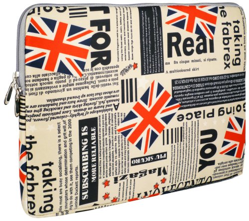 13 inch Union Jack Flag Notebook Laptop Sleeve Bag Carrying Pouch Case for most of Apple Macbook, Acer, ASUS, Dell, HP, Sony