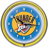 NBA1400-OCT - Oklahoma City Thunder NBA Chrome Double Ring Neon Clock