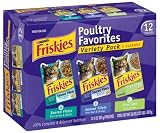 Friskies Poultry Favorites Cat Food Variety Pack 3-Flavor, 12-Count Pouches (Pack of 4)