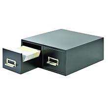 STEELMASTER Medium Double Card File Drawer, Fits 4 x 6 Cards, 3000 Card Capacity, 14.44 x 6.19 x 16 Inches, Black (263F4616DBLA)
