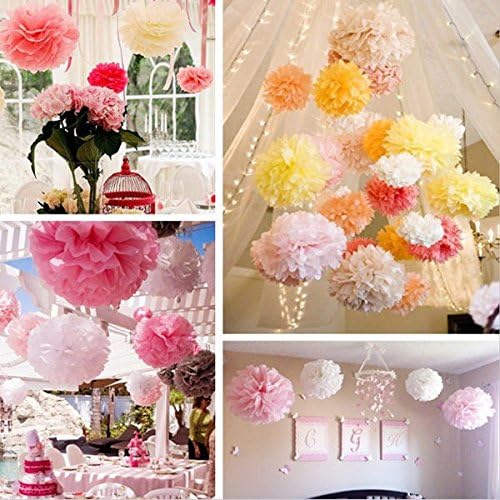 CYNDIE Hot Sale New 19 Colors 5pcs Tissue Paper Pom for Wedding Decoration Pompoms Hot Pink 30cm