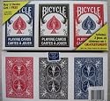 Bicycle 3 Deck Lot of Playing Cards Red, Black & Blue