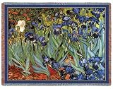 irises Van Gogh Fine Art Cotton Tapestry Throw Blanket Rug Afghan