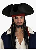 Pirates of the Caribbean Captain Jack Sparrow Deluxe Adult Hat with Beaded Braids