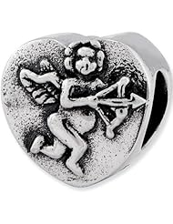 Reflection Beads Silver Cupid Heart Relief Love Bead