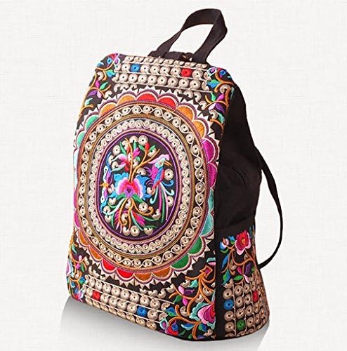Backpack women handmade flower national trend canvas embroidery ethnic embroidered bag travel bags schoolbag backpacks mochila