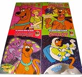 4 Scooby Doo Large Mystery Story Coloring Books with FREE 24pc Vivid Crayons