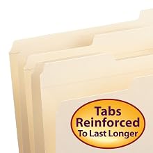 Smead 1/3-Cut Assorted Position File Folders, Reinforced Tab, 11 Point, Letter Size, Manila, 100 Per Box (10334)