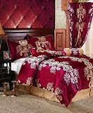 Isabel 13 Piece Jacquard Floral Room in a Bag Set Burgundy