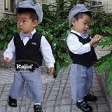 KAJIN 子供スーツ★千鳥格子帽子付き子供フォーマルベストスーツ5点セット「黒」七五三セール10%OFF