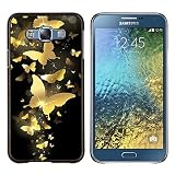 Plastic Shell Protective Case Cover || Samsung Galaxy E7 E700 || Gold Butterfly Bling Black Paint Money @XPTECH