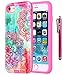 iPhone 8 / iPhone 7 Case, Style4U Hawaiian Flower Printed Design Slim Fit Shock Resistant Hybrid Armor Case for Apple iPhone 8 or iPhone 7 with 1 Style4U Stylus [Hawaiian Flower/Hot Pink]