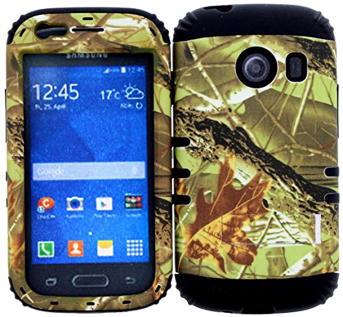 Wireless Fones TM Hybrid Impact Dual Layer Cover Case for Samsung Galaxy Ace Style S765c Straight Talk, Net10 and TracFone Exclusive Camo Mossy on Black Skin