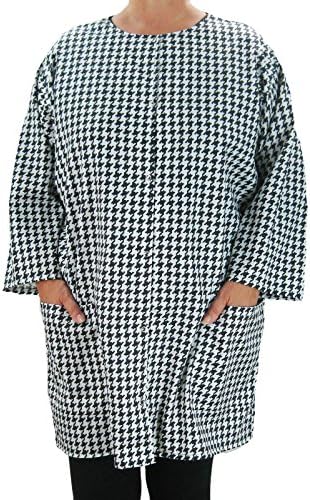 Houndstooth Print Hair Stylist Smock One Size Dog Groomers Jacket for Women