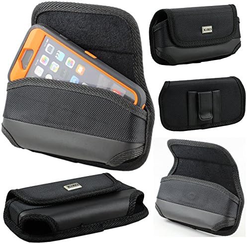 Apple iPhone 5S, 5C, 5 Replacement Belt Clip for Otterbox Defender Series Case On the iPhone Strong Heavy Duty Magnetic Black Vinyl PU Nylon Leather Horizontal Carrying Holster Belt Clip Pouch Case Cover with Dual Double Belt Hook Loop Hole Compatible Fits Otterbox Defender Series Cover On for Apple iPhone 5, iPhone 5C, iPhone 5S