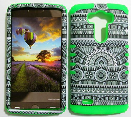 G3 VIGOR, LG G3, VIGOR CASE HIGH IMPACT DUAL LAYER PROTECTIVE SHOCKPROOF BUMPER COVER HARD &amp; SOFT RUBBER HYBRID FOR LG G3 CASE (TRIBAL SNAP + LIME GREEN SKIN) BUMPER CASE - GR-TE882 ACCESSORIESNMORE