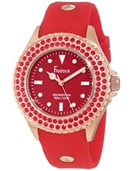 Freelook Womens HA9036RG-2C Red Band & Dial Rose Gold Case Red Swarovski Bezel Watch