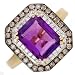 Ring With 4.00ctw Genuine Diamonds and Amethyst Well Made in 14K Two tone Gold - Certificate Available.