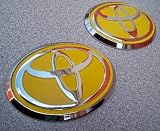 Set of Two Toyota Logo Emblem Badge Decal Sign Oval 3" - 4" Yellow