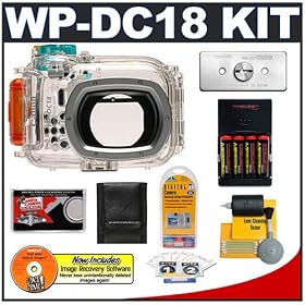 Canon WP-DC18 Waterproof Case with Batteries & Charger + WW-DC1 Waterproof Case Weights + Cameta Bonus Accessory Kit for PowerShot A650 IS Digital Camera