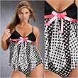 Polka Dot Babydoll/Baby Doll in Plus Sizes 1x 2x 3x Black/White