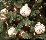 Pack of 4 Ivory Gold Glitter & Moca Swirl Glass Ball Christmas Ornaments 2.5