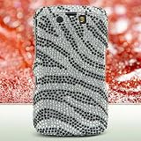 Premium Luxurious Designer Hard Diamond Crystal Snap-on Case for Blackberry Storm II 9550 - Diamond Silver Zebra Design