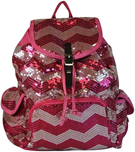 Chevron Backpack Zigzag Print Purse Sequined Book Bag Handbag